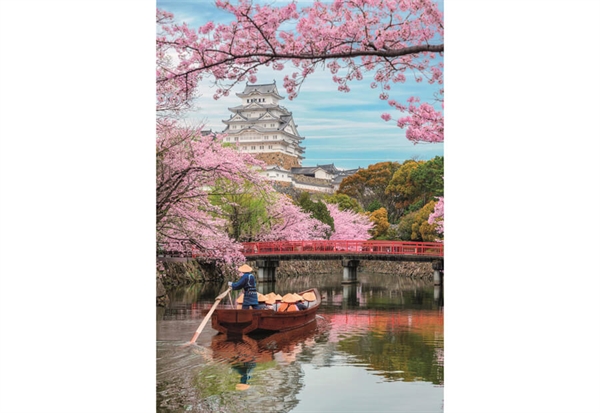 Himeji slott på våren